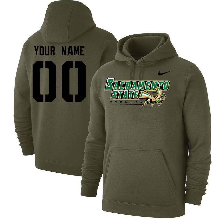 Custom Sacramneto State Hornets Name And Number Hoodies-Olive